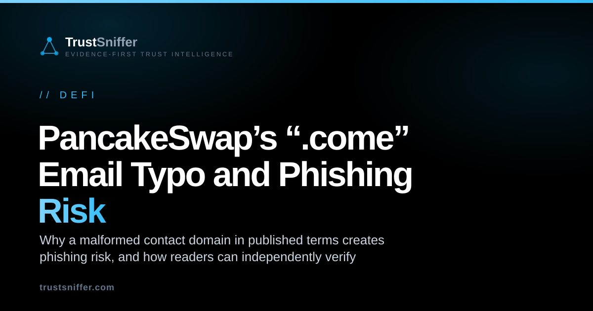 PancakeSwap’s “.come” Email Typo and Phishing Risk