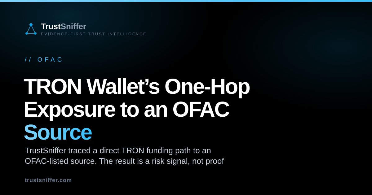 TRON Wallet’s One-Hop Exposure to an OFAC Source