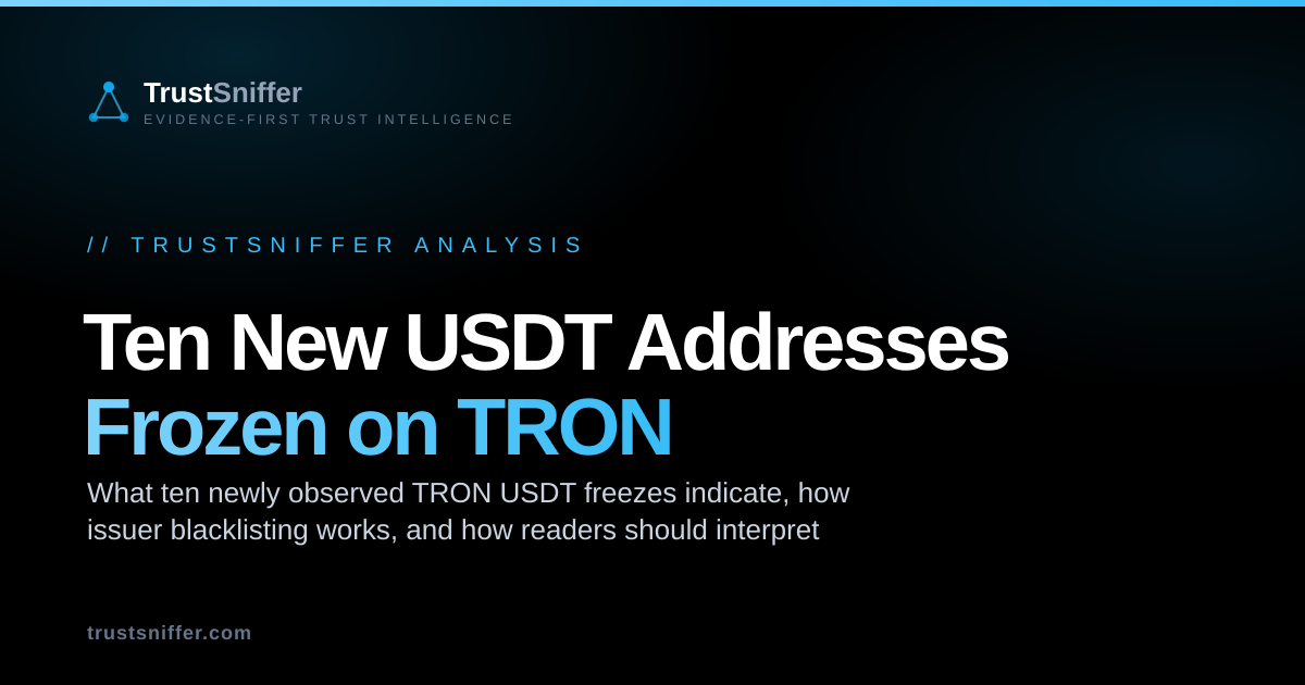 Ten New USDT Addresses Frozen on TRON