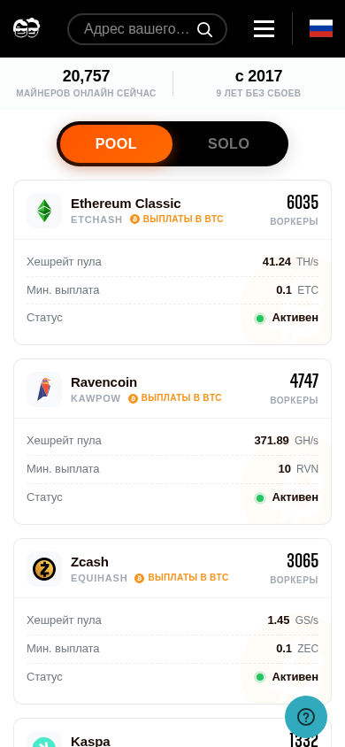 Screenshot of 2miners.ru