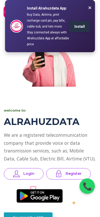 Screenshot of alrahuzdata.com.ng