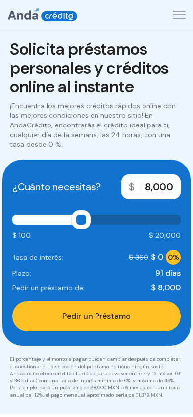 Screenshot of andacredito.mx