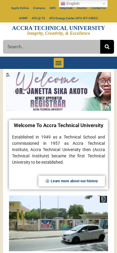 Screenshot of atu.edu.gh
