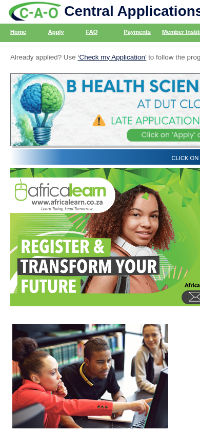 Screenshot of cao.ac.za