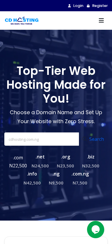 Screenshot of cdhosting.com.ng