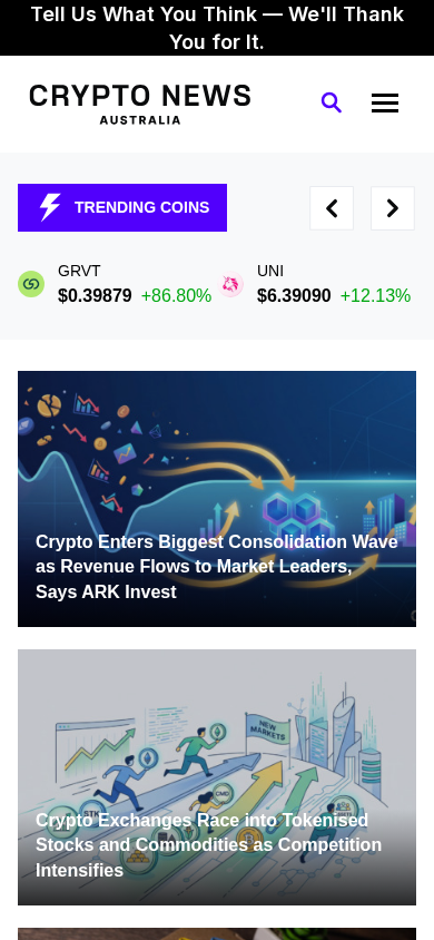 Screenshot of cryptonews.com.au