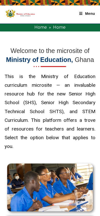 Screenshot of curriculumresources.edu.gh