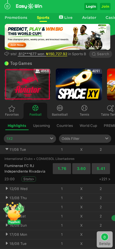 Screenshot of easywin.ng