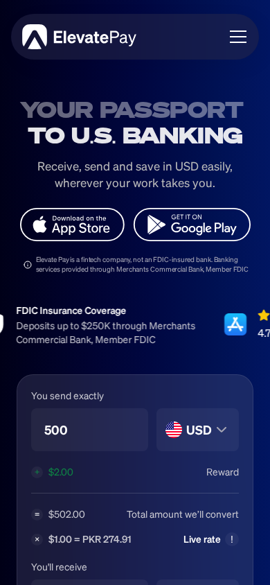 Screenshot of elevatepay.co