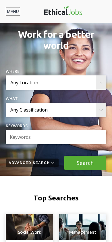 Screenshot of ethicaljobs.com.au