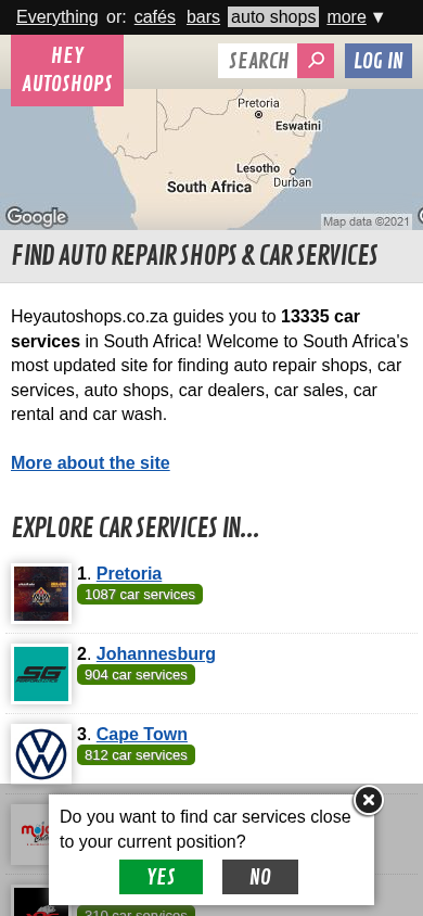 Screenshot of heyautoshops.co.za