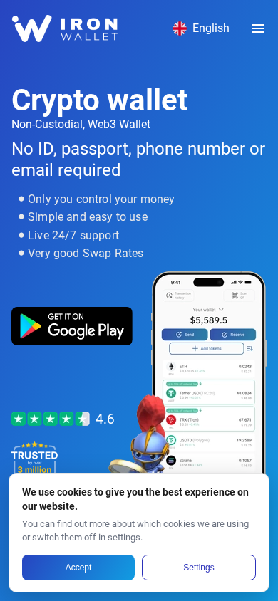 Screenshot of ironwallet.io