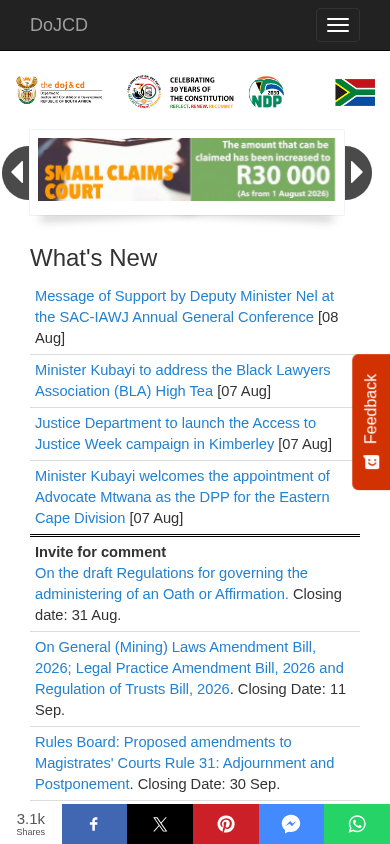 Screenshot of justice.gov.za