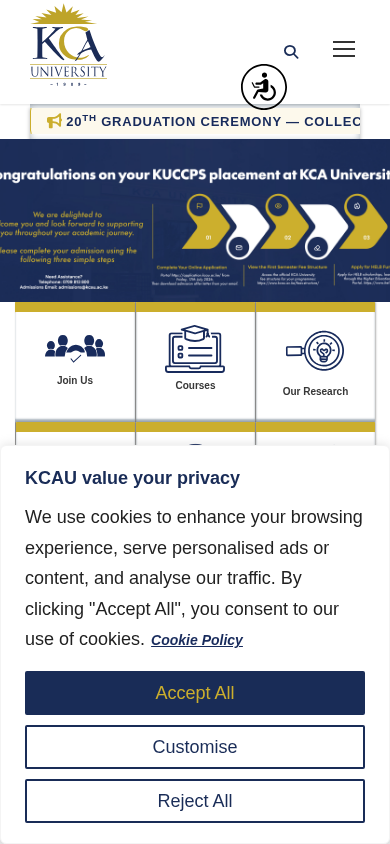 Screenshot of kcau.ac.ke