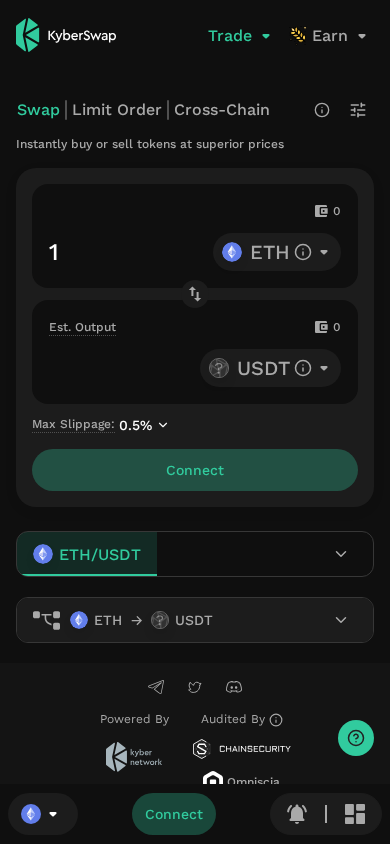 Screenshot of kyberswap.com