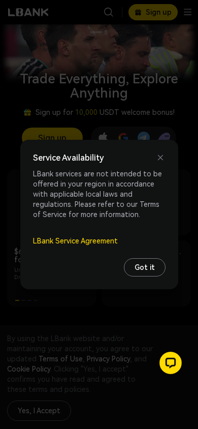 Screenshot of lbank.com