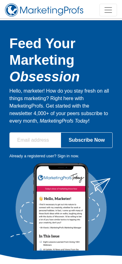 Screenshot of marketingprofs.com