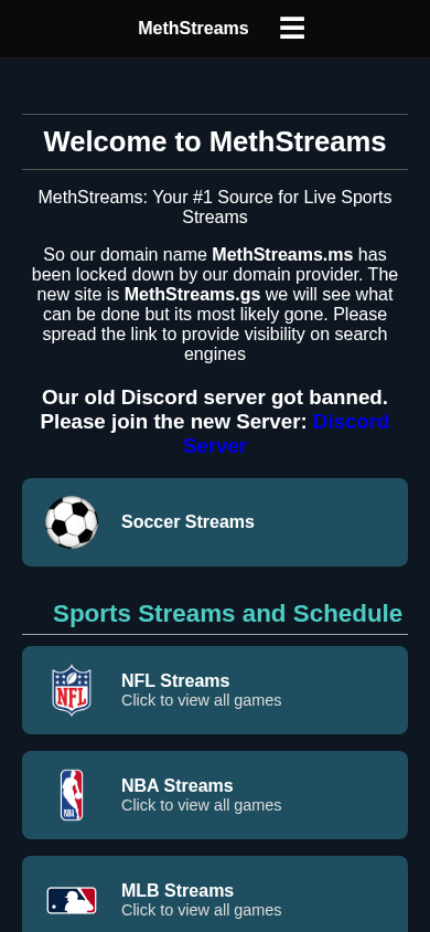 Screenshot of methstreams.gs