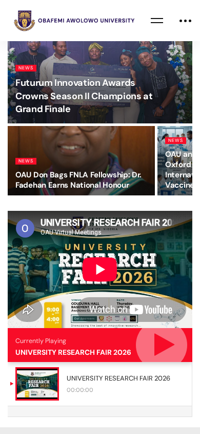 Screenshot of oauife.edu.ng