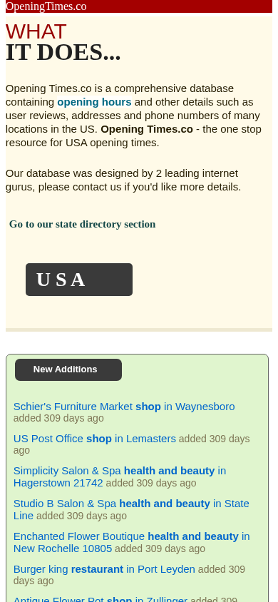 Screenshot of openingtimes.co