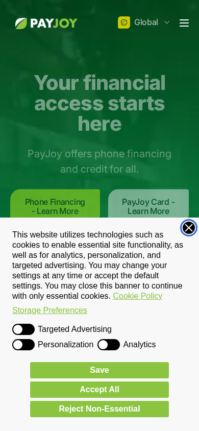 Screenshot of payjoy.com
