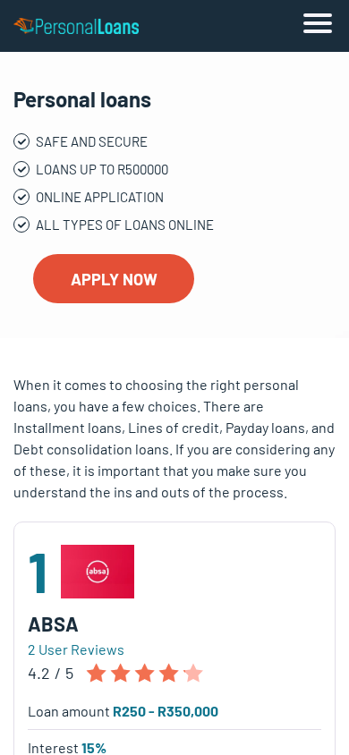 Screenshot of personal-loansza.co.za