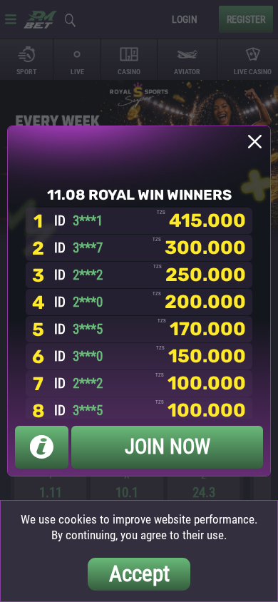 Screenshot of pmbet.co.tz