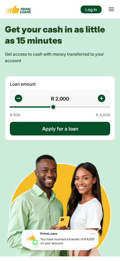 Screenshot of primeloans.co.za