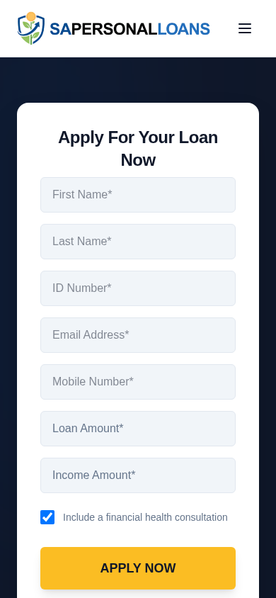 Screenshot of sapersonalloans.co.za
