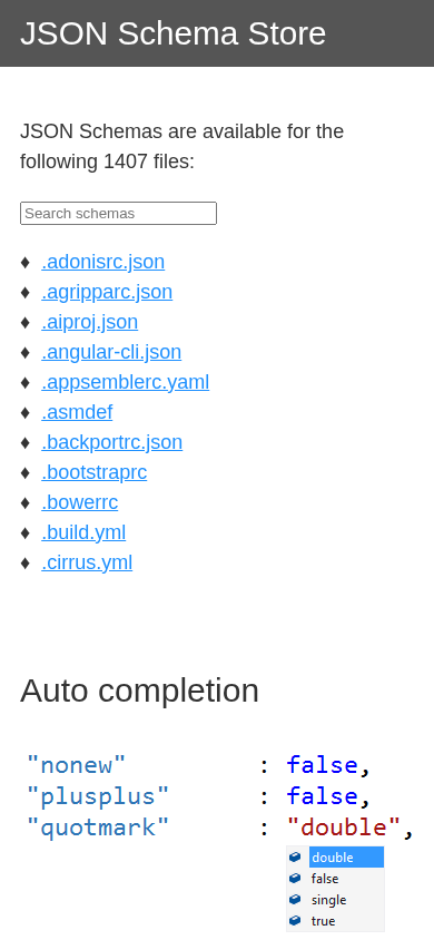 Screenshot of schemastore.org