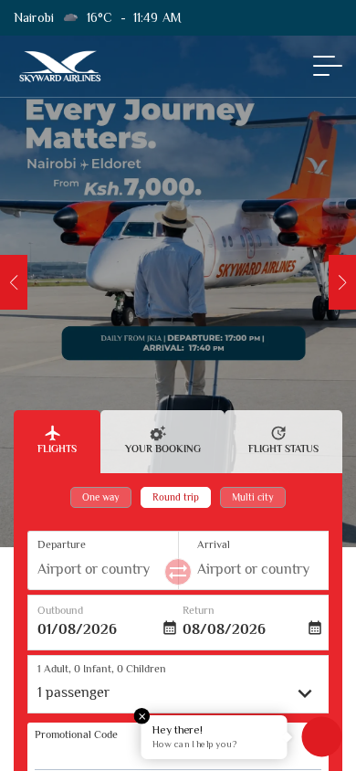 Screenshot of skywardairlines.com