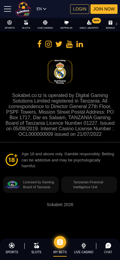 Screenshot of sokabet.co.tz