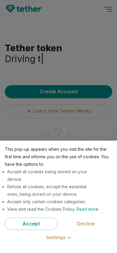 Screenshot of tether.to