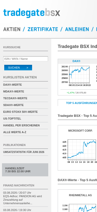 Screenshot of tradegatebsx.com