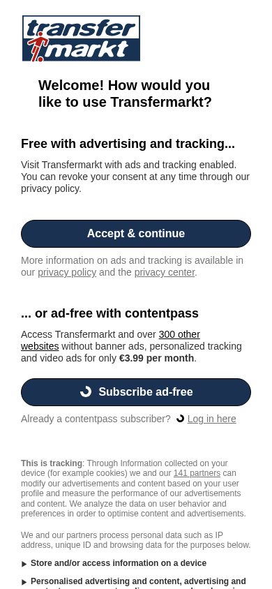 Screenshot of transfermarkt.co.za