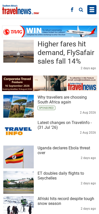 Screenshot of travelnews.co.za