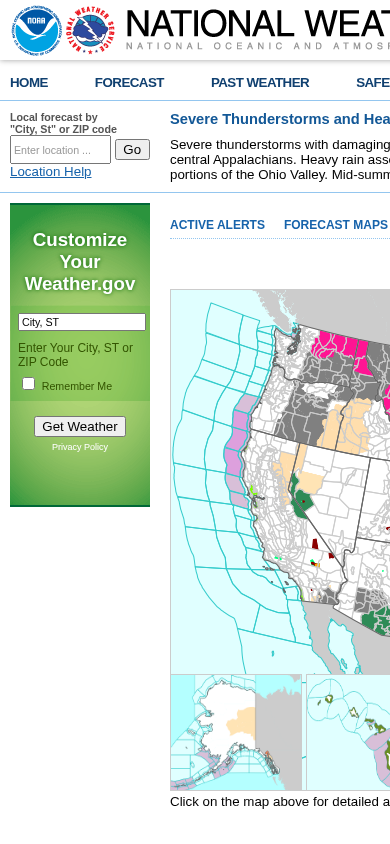 Screenshot of weather.gov